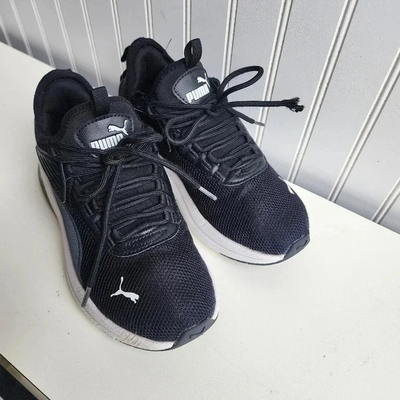 PUMA Big Boys Sz 6 Running Shoes White/Black Comfort Memory Foam 398152-06 - Picture 6 of 9